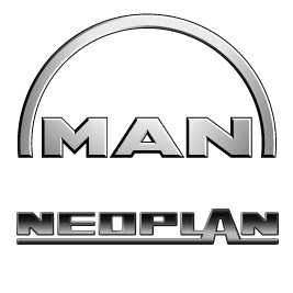 Logo (Schriftzug) von MAN (oben) und Neoplan (darunter)